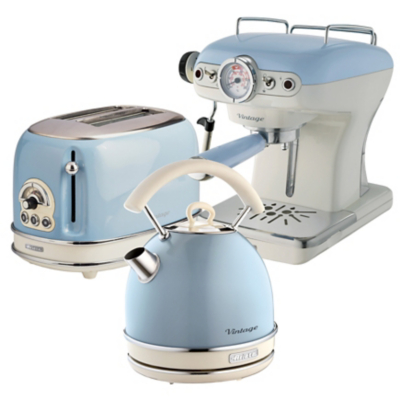 George Ariete Vintage Blue Dome Kettle, Toaster & Espresso Machine Set - Blue
