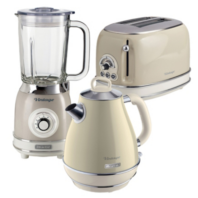 ARPK22 Retro Style Jug Kettle, 2 Slice Toaster & Jug Blender Set, Vintage Design, Cream - Ariete