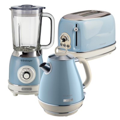 George Ariete Vintage Blue Steel Kettle, Toaster & Jug Blender Set - Blue