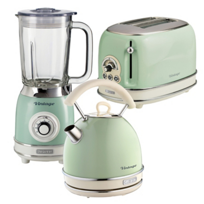 ARPK26 Retro Style Dome Kettle, 2 Slice Toaster & Jug Blender Set, Vintage Design, Green - Ariete