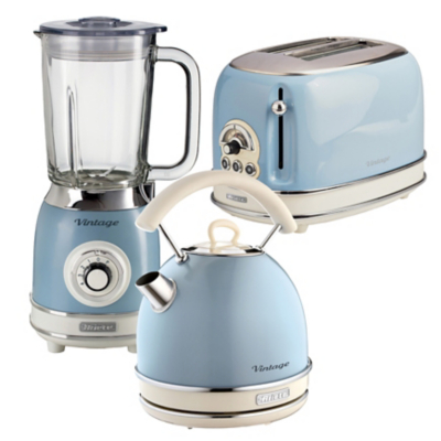 ARPK27 Retro Style Dome Kettle, 2 Slice Toaster & Jug Blender Set, Vintage Design, Blue - Ariete