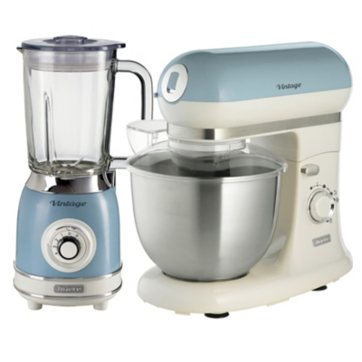 George Blue Ariete Vintage Glass Jug Blender & Stand Mixer Set 5.5L