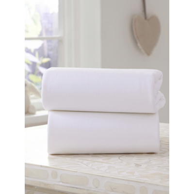 Clair De Lune Pack of 2 Micro-Fresh Fitted Pram Sheets-White