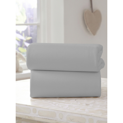 Clair De Lune 'Fitted Sheet Twin Pack' in Grey | Size: Travel Cot