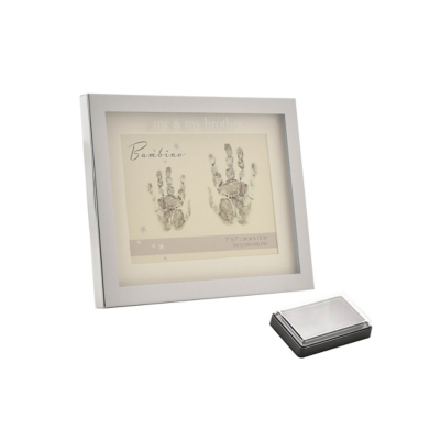 Uniqueful Me and My Brother Handprint Photo Frame with Ink Pad - Silver