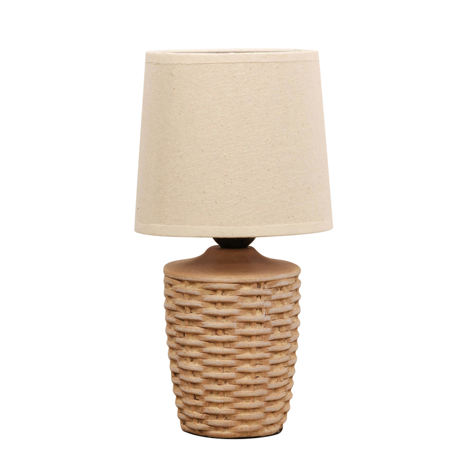 George Brown Hestia Basket Weave Table Lamp With Beige Linen Shade