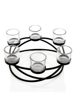 Hestia Black Metal Wreath Candle Holder 31cm Home at ASDA