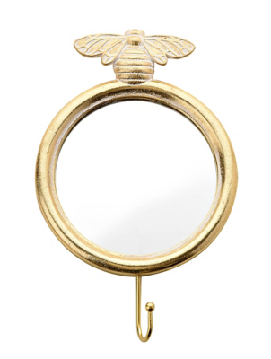 Gold Finish Bee Wall Hook Mirror Home at ASDA