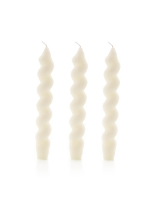 Hestia Set of 3 White Twisted Taper Candles Home at ASDA