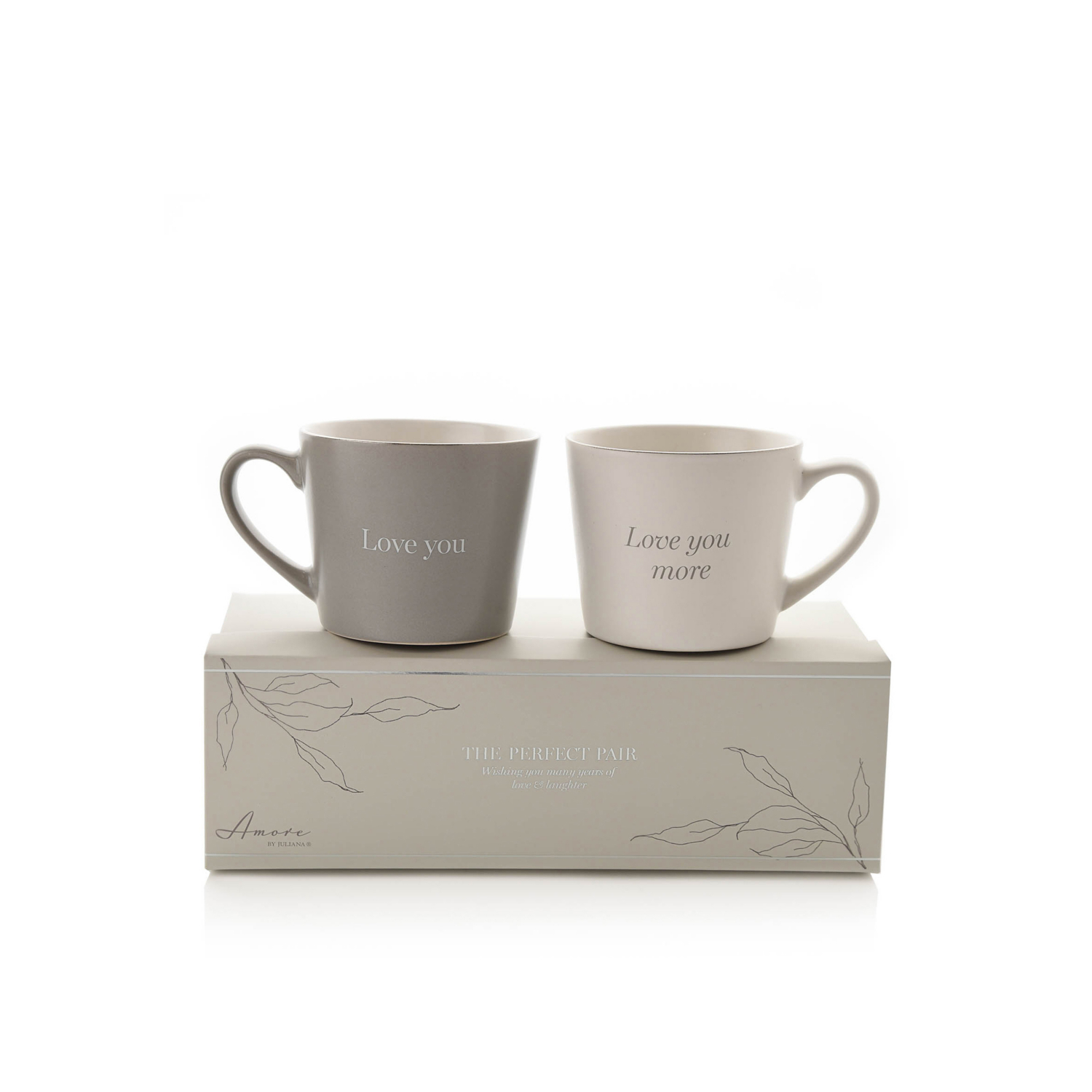 George Grey/White Amore By Juliana Set Of 2 Love You Mugs
