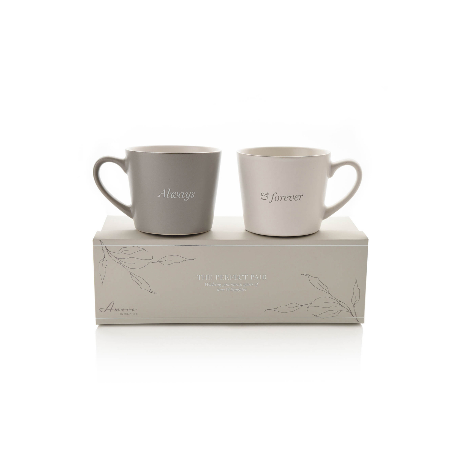 George Grey/White Amore By Juliana Set Of 2 Always/Forever Mugs