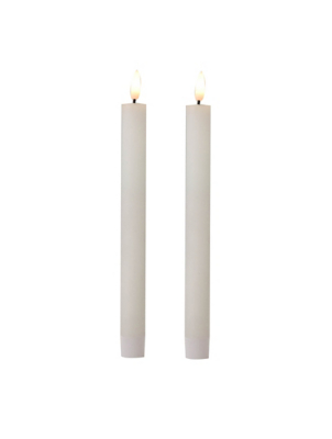 Hestia Set of 2 White LED Wax Taper Candles Home at ASDA