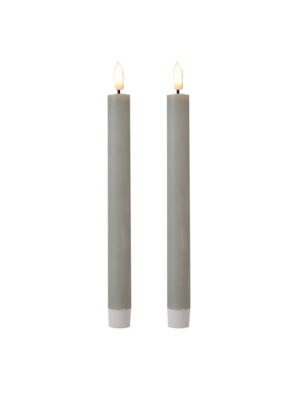 Hestia Set of 2 Dove Grey LED Wax Taper Candles Home at ASDA