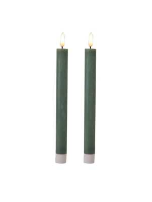 Hestia Set of 2 Sage LED Wax Taper Candles Home at ASDA