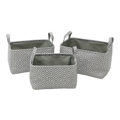 JVL Argyle Set of 3 Rectangular Paper Storage Baskets Home