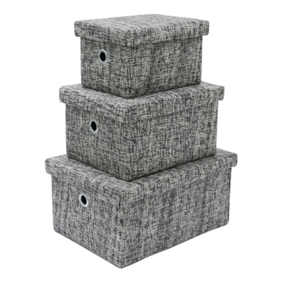 George Grey Jvl Urban Set Of Rectangular Paper Storage Baskets With Lids Size 3