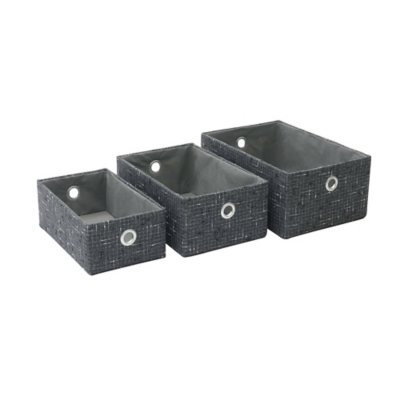 JVL Shadow Set Of 3 Rectangular Fabric Storage Baskets Home
