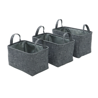 JVL Shadow Set Of 3 Rectangular Fabric Storage Baskets Home