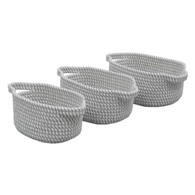 JVL Edison Set of 3 Oval Cotton Rope Storage Baskets Home at