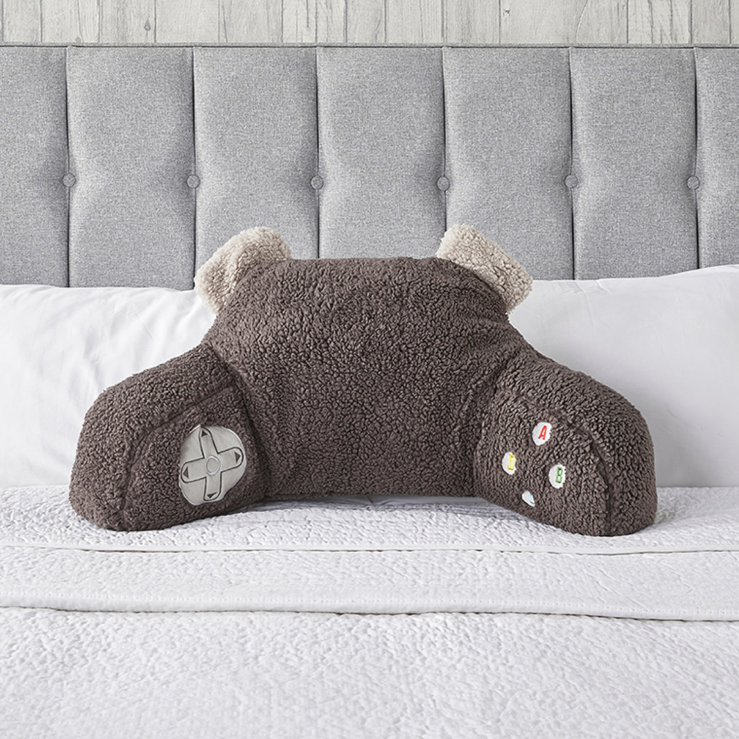 George Charcoal Grey Downland Kids Gaming Console Teddy Cuddle Cushion