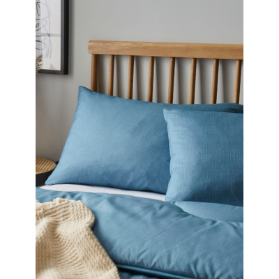 George Night Lark Blue Linen Print Pillowcase Pair - Blue