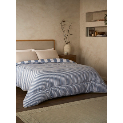 George Night Lark Blue Herringbone 10.5 Tog Coverless Duvet Set