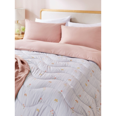 George Night Lark Vintage Stripe 6 Tog Coverless Duvet Set - Pink