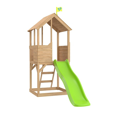 TP Treehouse Wooden Play Tower with Slide, Brown