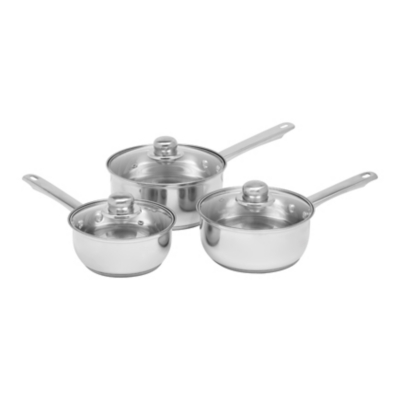 Sabichi Essential 3-Piece Saucepan Set, Silver