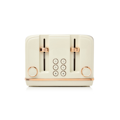 Haden Salcombe 2300W 4 Slice Wide Slot Toaster - Cream/Copper, Cream