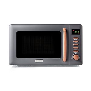 5 Power Levels 20ltr Capacity 800W Haden Dorchester Grey Microwave With Wood Effect Finish Digital Controls CF07 