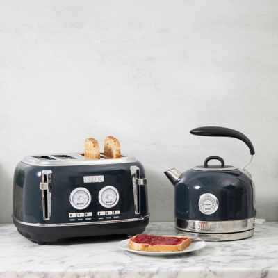 Haden Jersey Kettle & 4 Slice Toaster Set - Steel Blue, Blue