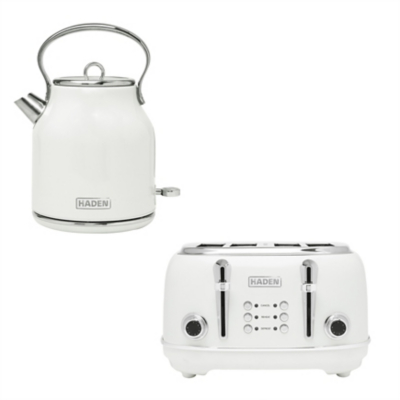 George Haden Heritage Retro 1.7L Fast Boil Kettle and 4 Slice Toaster Ivory 207227