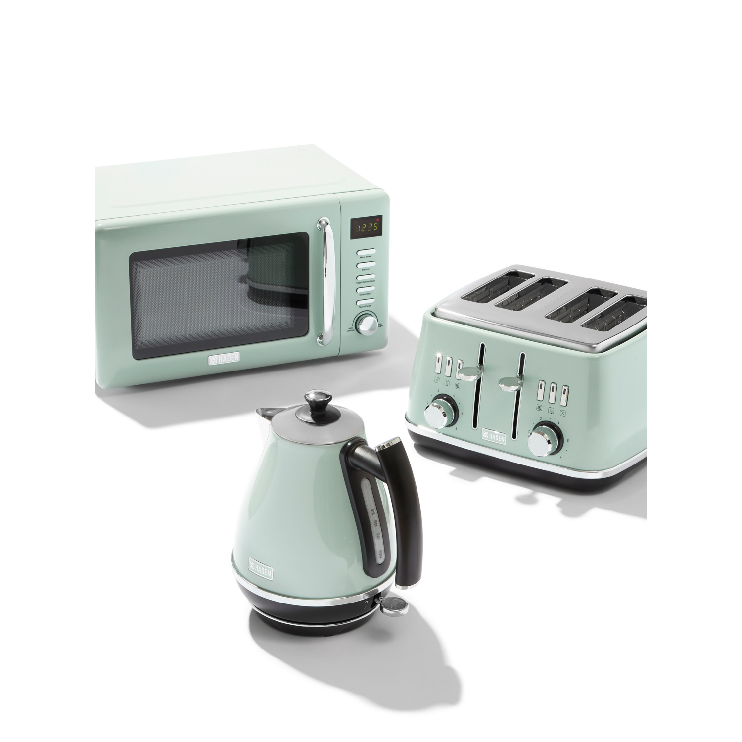 George Sage Green Haden Cotswold Kettle, Toaster & Microwave Set - Sage