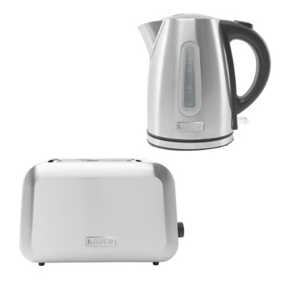 Haden Stoke Kettle & 2 Slice Toaster - Brushed Stainless Steel, Silver