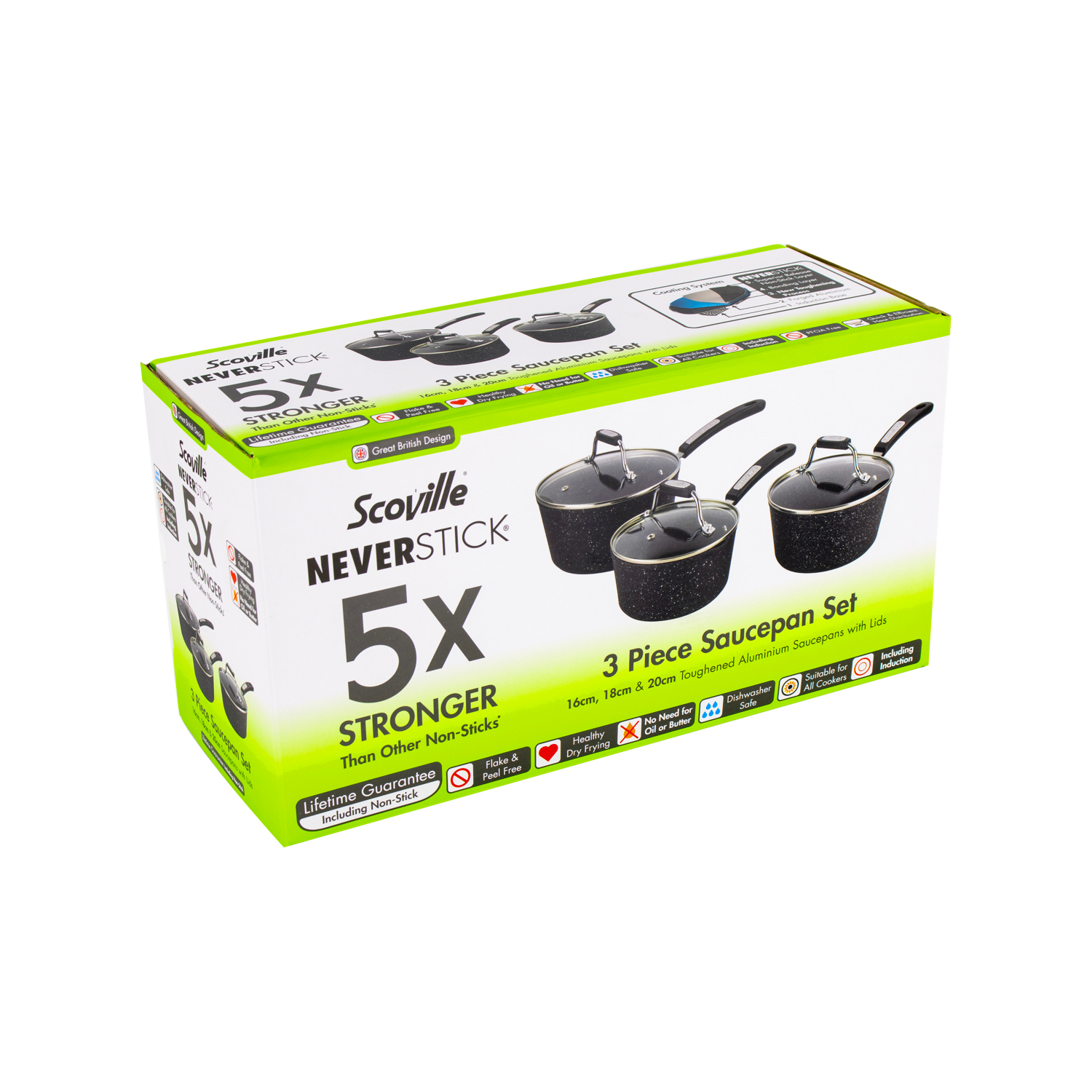 Scoville Black Neverstick 3 Piece Saucepan Set