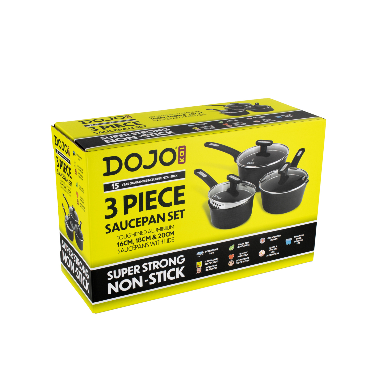George Dojo Kai 3 Piece Saucepan Set With Strainer Lids