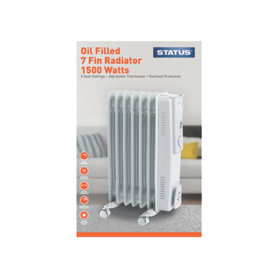 George 7 Fin Oil Filled Radiator - White