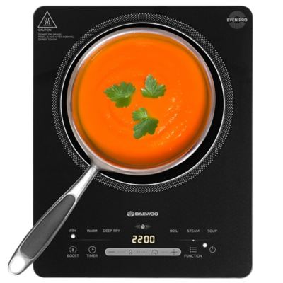 Daewoo 2200W Single Induction Hob Free Standing Compact Counter Top Hot Plate in Black