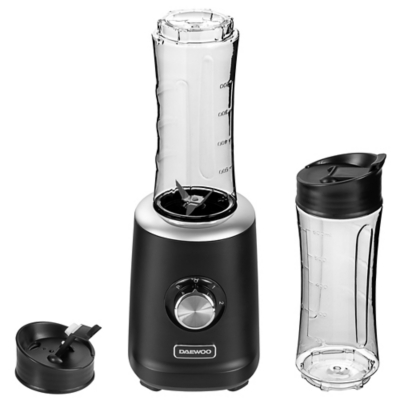 Daewoo 500W 'VertiBlend' Smoothie Maker Blender with 2 × 600 ml Travel Cups in Black | Size: 600ml