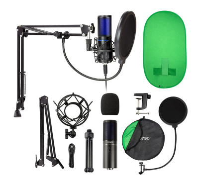 STRMD Vlogging SuperKit with Carioid Microphone & Popup Green Screen ...