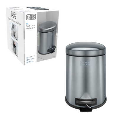 Black and Decker 5L Dome Shaped Pedal Bin with Soft Close Lid Home