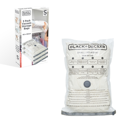 Black + Decker Vacuum Storage Bags, White, Small