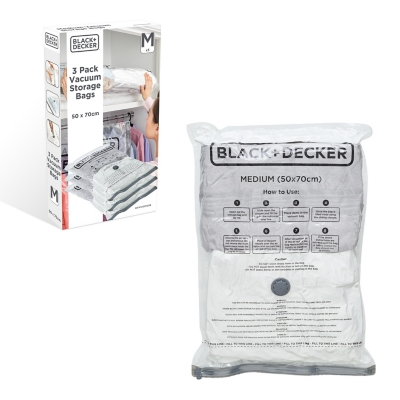 Black + Decker Vacuum Storage Bags, White, Medium