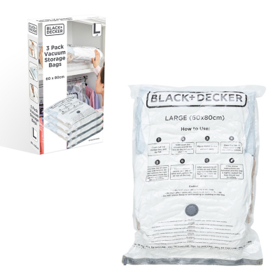 Black + Decker Vacuum Storage Bags, White, Large