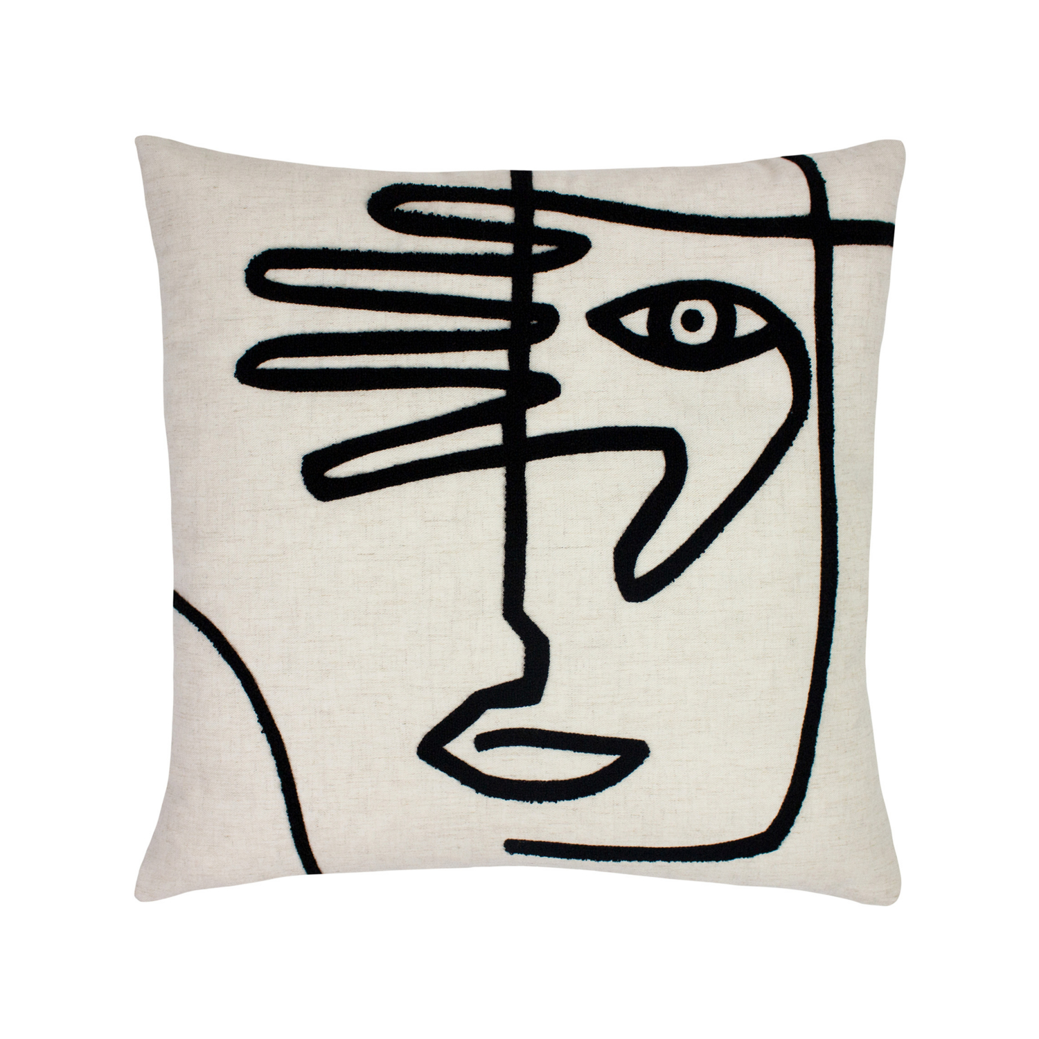 George Linen Furn Mono Face Abstract Cushion