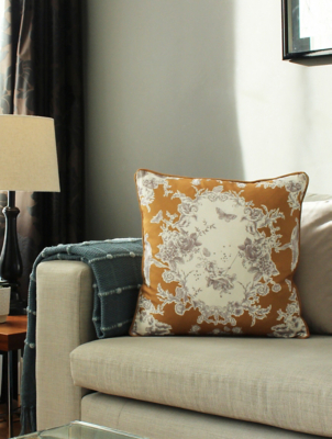 Paoletti Orange Burford Traditional Floral Cushion Home at ASDA