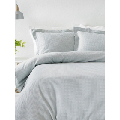 George The Linen Yard Waffle Textured 100% Cotton Duvet Cover Set - Silver