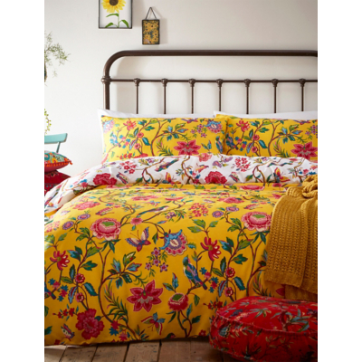 Furn Pomelo Tropical Floral Reversible Duvet Cover Set in Yellow | Size: Single