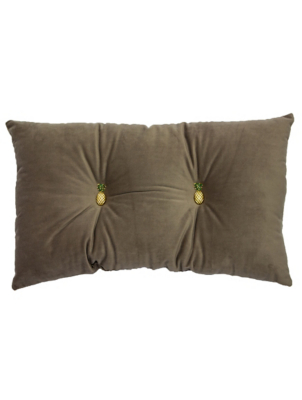 Paoletti Grey Pineapple Velvet Cushion Home at ASDA